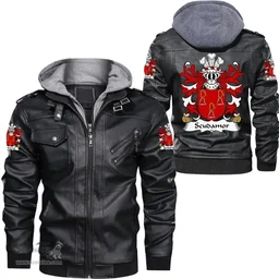 ScotsTee Shop Welsh Scudamor (m. daughter of Owain Glyndwr) Coat of Arms Family Crest Wales Leather Jacket