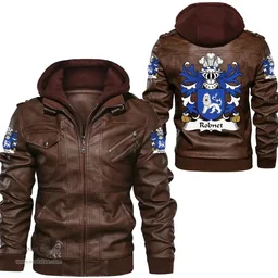ScotsTee Shop Welsh Robnet (of Caldicot, Monmouthshire) Coat of Arms Family Crest Wales Leather Jacket