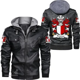 ScotsTee Shop Welsh Penrees (or Penrice, of Penrice, Gower) Coat of Arms Family Crest Wales Leather Jacket