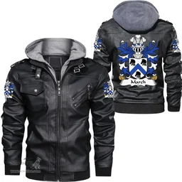 ScotsTee Shop Welsh March (AP MEIRCHION) Coat of Arms Family Crest Wales Leather Jacket