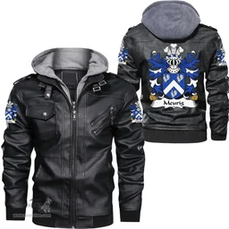 ScotsTee Shop Welsh Meurig (King of Dyfed) Coat of Arms Family Crest Wales Leather Jacket