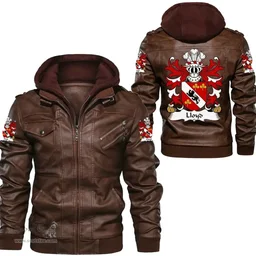 ScotsTee Shop Welsh Lloyd (of Llansteffan, Carmarthenshire) Coat of Arms Family Crest Wales Leather Jacket
