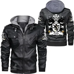 ScotsTee Shop Welsh Philip (AP MADOG AB IEUAN) Coat of Arms Family Crest Wales Leather Jacket