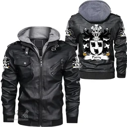 ScotsTee Shop Welsh Parry (of Llandygwydd, Cardiganshire) Coat of Arms Family Crest Wales Leather Jacket