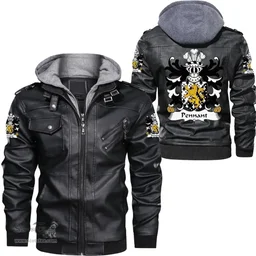 ScotsTee Shop Welsh Pennant (of Penrhyn-Castle, Caernarvonshire) Coat of Arms Family Crest Wales Leather Jacket