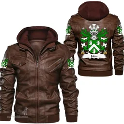 ScotsTee Shop Welsh John (AP JENKIN AP MADOG) Coat of Arms Family Crest Wales Leather Jacket