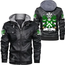 ScotsTee Shop Welsh John (AP JENKIN AP MADOG) Coat of Arms Family Crest Wales Leather Jacket
