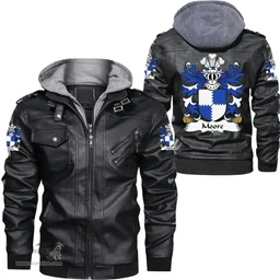 ScotsTee Shop Welsh Moore (lords of Crick, Monmouthshire) Coat of Arms Family Crest Wales Leather Jacket