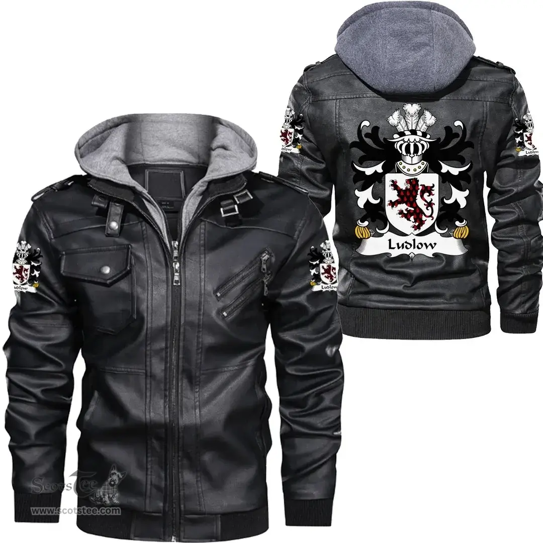 ScotsTee Shop Welsh Ludlow (of Shropshire) Coat of Arms Family Crest Wales Leather Jacket