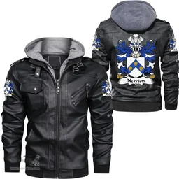 ScotsTee Shop Welsh Newton (alias Cradock) Coat of Arms Family Crest Wales Leather Jacket