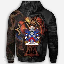 ScotsTee Shop Welsh Basenet of Flint Coat of Arms Family Crest Wales Hoodie Celtic Cross and Dragon With Sword Hoodie