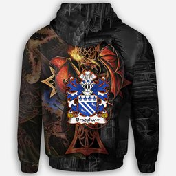 ScotsTee Shop Welsh Bradshaw of St. Dogmaels Pembrokeshire Coat of Arms Family Crest Wales Hoodie Celtic Cross and Dragon With Sword Hoodie