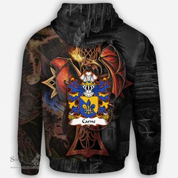 ScotsTee Shop Welsh Carne of Nash and Ewenni Glamorgan Coat of Arms Family Crest Wales Hoodie Celtic Cross and Dragon With Sword Hoodie