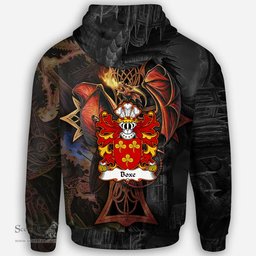 ScotsTee Shop Welsh Boxe or Coxe South Wales Coat of Arms Family Crest Wales Hoodie Celtic Cross and Dragon With Sword Hoodie