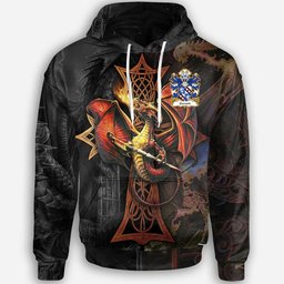 ScotsTee Shop Welsh Gerard of Cheshire Daughter m. Wynn of Gwydir Coat of Arms Family Crest Wales Hoodie Celtic Cross and Dragon With Sword Hoodie