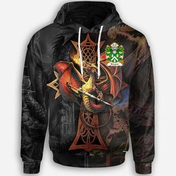 ScotsTee Shop Welsh Edward AP JOHN WYNN AB IEUAN Coat of Arms Family Crest Wales Hoodie Celtic Cross and Dragon With Sword Hoodie