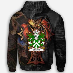ScotsTee Shop Welsh Edward AP JOHN WYNN AB IEUAN Coat of Arms Family Crest Wales Hoodie Celtic Cross and Dragon With Sword Hoodie