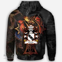 ScotsTee Shop Welsh Ferrar Bishop of St Davids Coat of Arms Family Crest Wales Hoodie Celtic Cross and Dragon With Sword Hoodie