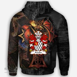 ScotsTee Shop Welsh Fowler Daughter m. Vaughan of Pant glas Coat of Arms Family Crest Wales Hoodie Celtic Cross and Dragon With Sword Hoodie
