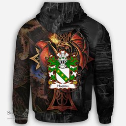ScotsTee Shop Welsh Hooton lord of Hooton Cheshire Coat of Arms Family Crest Wales Hoodie Celtic Cross and Dragon With Sword Hoodie