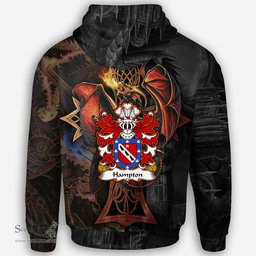 ScotsTee Shop Welsh Hampton mayor of Beaumaris Anglesey Coat of Arms Family Crest Wales Hoodie Celtic Cross and Dragon With Sword Hoodie