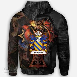 ScotsTee Shop Welsh Montfort Daughter m. Llywelyn ap Gruffudd Coat of Arms Family Crest Wales Hoodie Celtic Cross and Dragon With Sword Hoodie