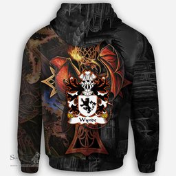 ScotsTee Shop Welsh Wynde or Weind Coat of Arms Family Crest Wales Hoodie Celtic Cross and Dragon With Sword Hoodie