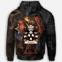 ScotsTee Shop Welsh Reynold of Bishops Castle Shropshire Coat of Arms Family Crest Wales Hoodie Celtic Cross and Dragon With Sword Hoodie