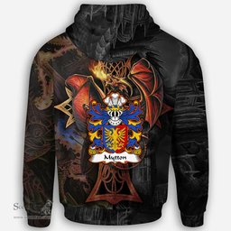 ScotsTee Shop Welsh Mytton lords of Mawddwy Coat of Arms Family Crest Wales Hoodie Celtic Cross and Dragon With Sword Hoodie