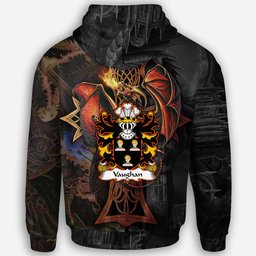 ScotsTee Shop Welsh Vaughan of Breconshire Coat of Arms Family Crest Wales Hoodie Celtic Cross and Dragon With Sword Hoodie