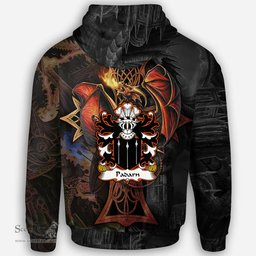 ScotsTee Shop Welsh Padarn PEISRUDD Coat of Arms Family Crest Wales Hoodie Celtic Cross and Dragon With Sword Hoodie