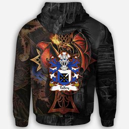 ScotsTee Shop Welsh Talley Chancellor of St. Davids Coat of Arms Family Crest Wales Hoodie Celtic Cross and Dragon With Sword Hoodie