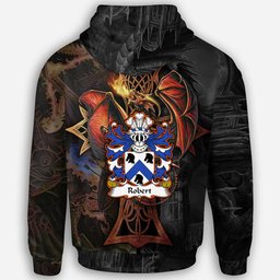 ScotsTee Shop Welsh Robert AP DAFYDD AP RHYS Coat of Arms Family Crest Wales Hoodie Celtic Cross and Dragon With Sword Hoodie