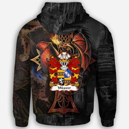 ScotsTee Shop Welsh Weaver or Wever of Radnorshire Coat of Arms Family Crest Wales Hoodie Celtic Cross and Dragon With Sword Hoodie