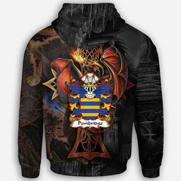 ScotsTee Shop Welsh Pembridge of Penbrugge Herefordshire Coat of Arms Family Crest Wales Hoodie Celtic Cross and Dragon With Sword Hoodie