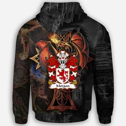 ScotsTee Shop Welsh Morgan Sir AP MAREDUDD Coat of Arms Family Crest Wales Hoodie Celtic Cross and Dragon With Sword Hoodie