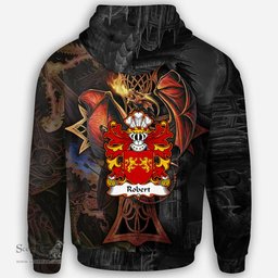 ScotsTee Shop Welsh Robert lord of Cydewen Coat of Arms Family Crest Wales Hoodie Celtic Cross and Dragon With Sword Hoodie