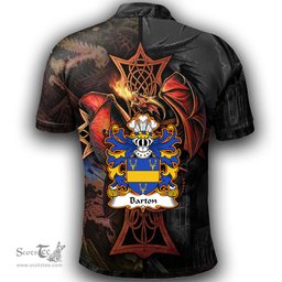ScotsTee Shop Welsh Barton Coat of Arms Family Crest Wales Polo Shirt Celtic Cross and Dragon With Sword Polo Shirt