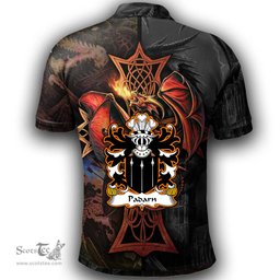 ScotsTee Shop Welsh Padarn PEISRUDD Coat of Arms Family Crest Wales Polo Shirt Celtic Cross and Dragon With Sword Polo Shirt