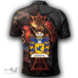 ScotsTee Shop Welsh Cardwed of Twrcelyn Bangor Coat of Arms Family Crest Wales Polo Shirt Celtic Cross and Dragon With Sword Polo Shirt