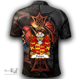 ScotsTee Shop Welsh Dafydd AP LLYWELYN Lord of Denbighshire Coat of Arms Family Crest Wales Polo Shirt Celtic Cross and Dragon With Sword Polo Shirt