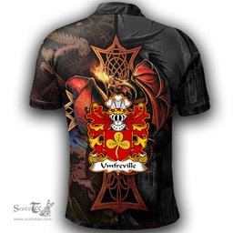 ScotsTee Shop Welsh Umfreville of Pen Marc Glamorganshire Coat of Arms Family Crest Wales Polo Shirt Celtic Cross and Dragon With Sword Polo Shirt