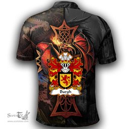 ScotsTee Shop Welsh Burgh Lord of Mawddwy Coat of Arms Family Crest Wales Polo Shirt Celtic Cross and Dragon With Sword Polo Shirt