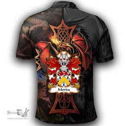 ScotsTee Shop Welsh Morda FRYCH lord of Cil y cwm Coat of Arms Family Crest Wales Polo Shirt Celtic Cross and Dragon With Sword Polo Shirt