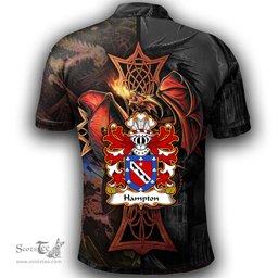 ScotsTee Shop Welsh Hampton mayor of Beaumaris Anglesey Coat of Arms Family Crest Wales Polo Shirt Celtic Cross and Dragon With Sword Polo Shirt