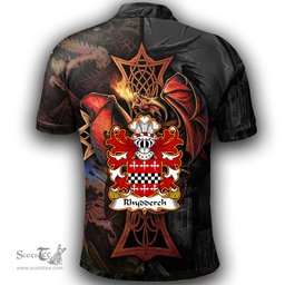 ScotsTee Shop Welsh Rhydderch LE GROS Coat of Arms Family Crest Wales Polo Shirt Celtic Cross and Dragon With Sword Polo Shirt