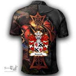 ScotsTee Shop Welsh Idnerth GOCH Ap Cadwagn Coat of Arms Family Crest Wales Polo Shirt Celtic Cross and Dragon With Sword Polo Shirt