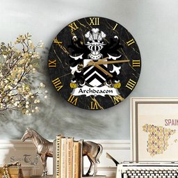 ScotsTee Shop Welsh Archdeacon Coat of Arms Family Crest Wales Wooden Wall Clock Black and Gold Marble Wall Clock
