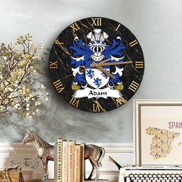 ScotsTee Shop Welsh Adam AP HYWEL Coat of Arms Family Crest Wales Wooden Wall Clock Black and Gold Marble Wall Clock