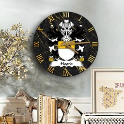 ScotsTee Shop Welsh Hoord Daughter m. Gruffudd Kynaston Coat of Arms Family Crest Wales Wooden Wall Clock Black and Gold Marble Wall Clock